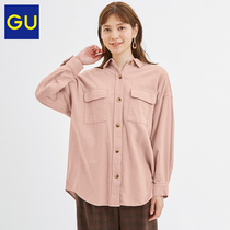 GU Jiyou Women's Flannel Loose Shirt 2020 Autumn/Winter New Fashion Casual Cotton Top 329431