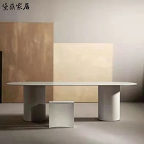 Nordic minimalist solid wood oval table simple modern designer desk creative personality long table negotiation table