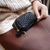 MissDeer Custom Elephant Textured Calf Leather Minimalist Retro Large Capacity Zip Zero Money Containing bag Key Pack