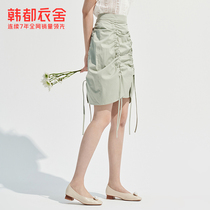Handu Yishe 2020 summer new women's fresh high-waist elastic pleated skirt RN0009