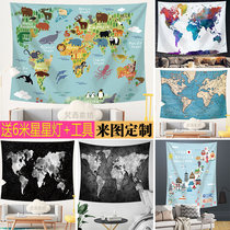 Literary world map ins European and American hanging cloth bedroom wall decoration cloth wall carpet selfie curtain cloth tapestry