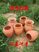 Special price new retro old coarse pottery clay tile large flower pot breathable flower arrangement large diameter red pottery basin soil pottery clearance