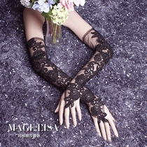 Margarita Mesh Thin Rose Lace Flower Long Bridal Gloves Wedding Gloves Dress Gloves Multicolor