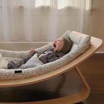 Ass mother ins Nordic baby rocking chair coax baby artifact Newborn rocking bed Wooden soothing chair coax sleep