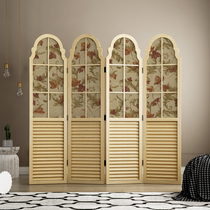 Screen partition living room hotel exhibition hall design decoration semi-transparent cover folding screen American country European flowers