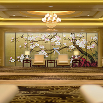 New Chinese style screen partition Living room folding mobile home barrier brake entrance Hotel villa Classical gold leaf painting customization