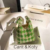Carit Koty small crowdsourced light and luxurious water drill bag 2022 new wave advanced senses bucket bag womens food basket hand