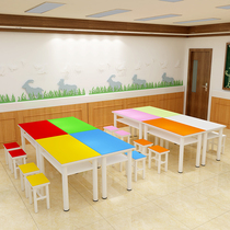  Primary school students trust cram school tables and chairs Training tables and chairs Tutoring classes Desks and chairs Color tables and chairs combination art painting table