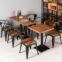 Solid wood dining table simple restaurant simple European light luxury modern Nordic double table American industrial style table and chair combination