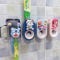 Childrens cartoon suction wall-mounted hole-free lazy cute automatic toothpaste artifact extrusion toothbrush shelf