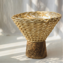 DI-HOME woven large Tall basket kitchen living room storage fruit plate fruit basket willow weaving craft household