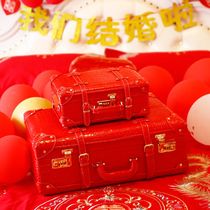 Red Brides Wedding Suitcases Retro Cow Leather Crocodile Lines Escort Boxes 18 Inch Large Capacity Check-in Suitcase