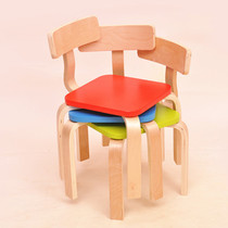 Solid Wood Childrens backrest square chair stool color early education small chair kindergarten desk chair stool factory delivery