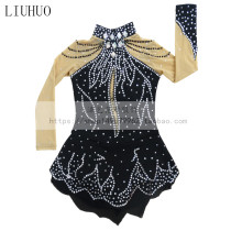 LIUHUO custom children Girls adult ladies figure skating performance clothes competition dance performance skating suit Black