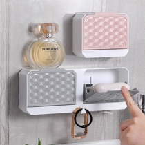 Home creative punch-free paste soap box dormitory wall-mounted soap rack toilet double drain soap box