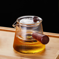 Side put glass boiling teapot single pot high temperature resistant thickened wood handle filter electric pottery stove boiling water tea brewer tea set