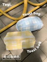 Tagi toast bag 2 color check large capacity storage bag wash bag PU waterproof cosmetic bag
