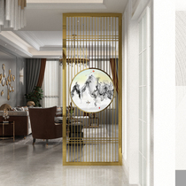 New Chinese stainless steel screen metal decoration light luxury hotel living room partition simple Nordic entrance shelter
