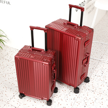 Dreamers red wedding suitcase accompanied by wedding box universal wheel password leather case pull rod case female dowry suitcase