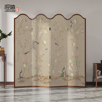 New Chinese style solid wood screen partition porch tea room living room dining room decoration blackout Hotel background wall folding mobile