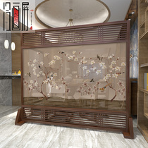New Chinese solid wood screen partition Living room entrance Simple modern small apartment decorative wall mobile hollow seat screen