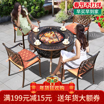 Outdoor furniture waterproof sun table and chair courtyard table and chair terrace garden table and chair outdoor barbecue oven cast aluminum table and chair combination