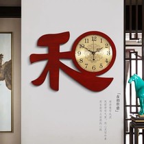 Chinese home clock wooden creative decoration wall clock clock clock silent Chinese style living room