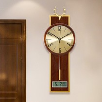 New Chinese living room wall clock creative Chinese style deer head simple atmosphere fashion decoration household silent quartz clock