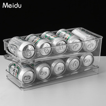 Special storage box for refrigerator drinks household cola beer cans rotating finishing rack transparent sorting storage box