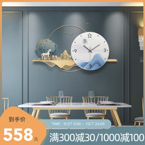Living room clock wall clock New Chinese home wall clock fashion wall clock creative three-dimensional relief iron clock Wall watch