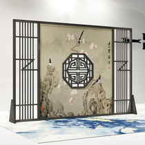 New Chinese style solid wood carved screen partition entrance decoration hollow flower grid office hall porch cover