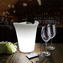 Remote control colorful gradient LED luminous four-corner ice bucket clear Bar nightclub wine barrel PE plastic drop-resistant wine barrel light