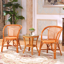 Natural real vine chair Three sets of tea table Leisure rattan choreography office chair leaning on back chair Tea building chair balcony minimalist modern