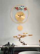 New Chinese all-copper hanging clock Living room Home Fashion mute Light extravaganza Nordic Atmospheric Clock Art Creative Net Red Table