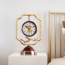 Clock pendulum clock light luxury retro American living room silent home fashion personality desktop clock New Chinese clock
