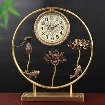 New Chinese style brass ornaments seat clock living room Chinese style copper piece clock classical porch bookcase decorative clock