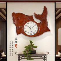 Chinese style hanging bell solid wood living room home fashion clock atmosphere bell Chinese wind creativity hanging up wall airwaves clock
