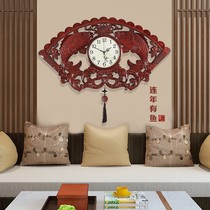New Chinese hanging clock Living room Home Fashion solid wood hanging table Creative atmosphere light extravagant hanging wall clock China Wind clock