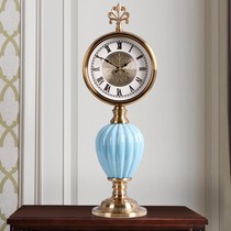 New European-style clock home living room clock ornaments American light luxury creative clock high-end atmospheric mute table clock