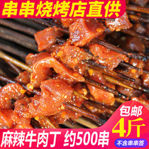 Chongqing barbecue ingredients fresh skewers beef diced spicy semi-finished skewers skewers beef skewers 4 kg