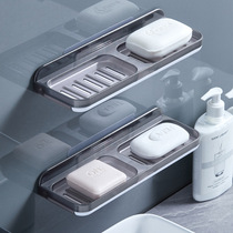 Soap box punch-free toilet drain creative wall-mounted soap rack bathroom rack suction cup double-layer soap rack