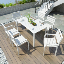 Outdoor table and chairs patio open iron art plastic wood outdoor Nordic waterproof embalming minimalist Villa Balcony Casual Table and chairs