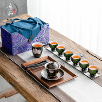 My and lacquerware tea set big lacquer set set of lotus gift tea set Chinese court style Dehua white porcelain tea cup