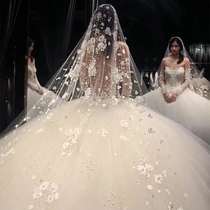 Korean bride lace tiktok long brides fairy beauty veil, the same dream of the same family.