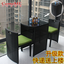 Balcony table and chair coffee table combination courtyard outdoor rattan Net red terrace leisure creative small round table rattan chair three-piece set