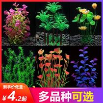 Simulation of water grass aquarium grass tank decoration landscape fake flowers and plants plastic water grass big leaf water grass fish tank pool rockery