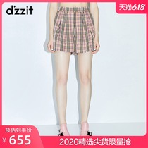 Dzzit Disu 2020 summer counter new soft pink plaid curling Suit Shorts women 3c2q1033g