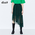 dzzit 2019 winter counter new asymmetric pleated lace skirt skirt female 3G4S4127Q