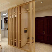 Japanese-style screen partition living room entrance bedroom modern simple hollow solid wood grille wall Chinese sliding door