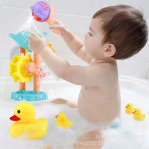 Childrens baby bath toys baby play water pinch called Little Yellow Duck water car turn turn music bathroom play water set